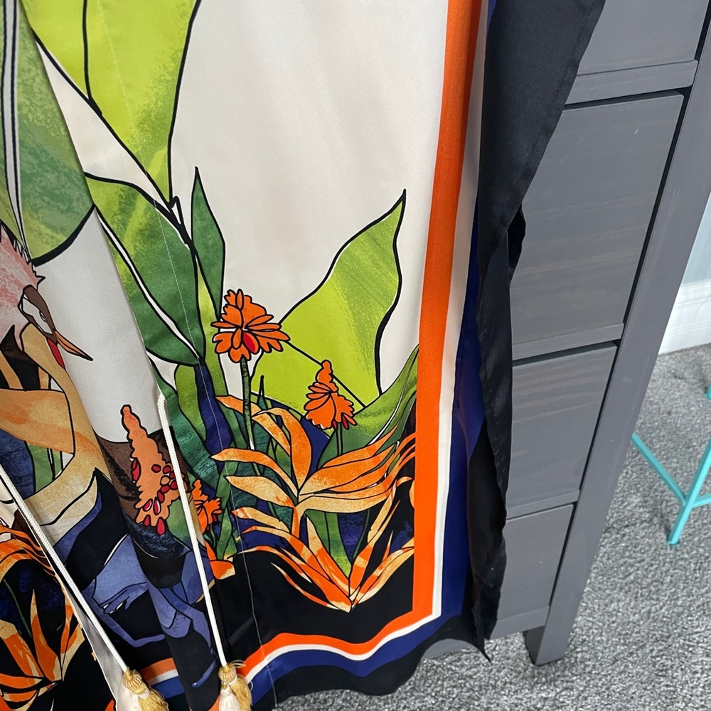 New Chico’s Bird of Paradise Colorful Bird Print Kimono Size S/M - Picture 4 of 5